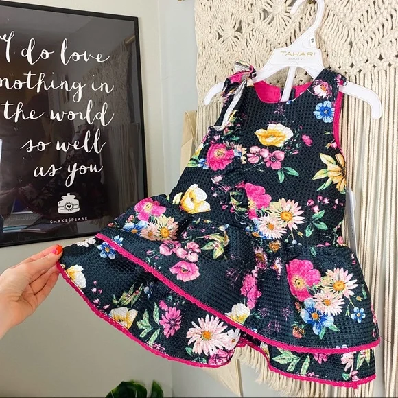 Tahari Baby NWT 2 Piece Floral Tulle Lined Sleeveless Dress Size 18 Month - Picture 2 of 14